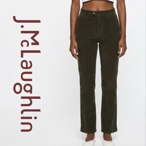 J. McLaughlin High Rise Corduroy Pants Size 32 - 33 Straight Leg Olive Green